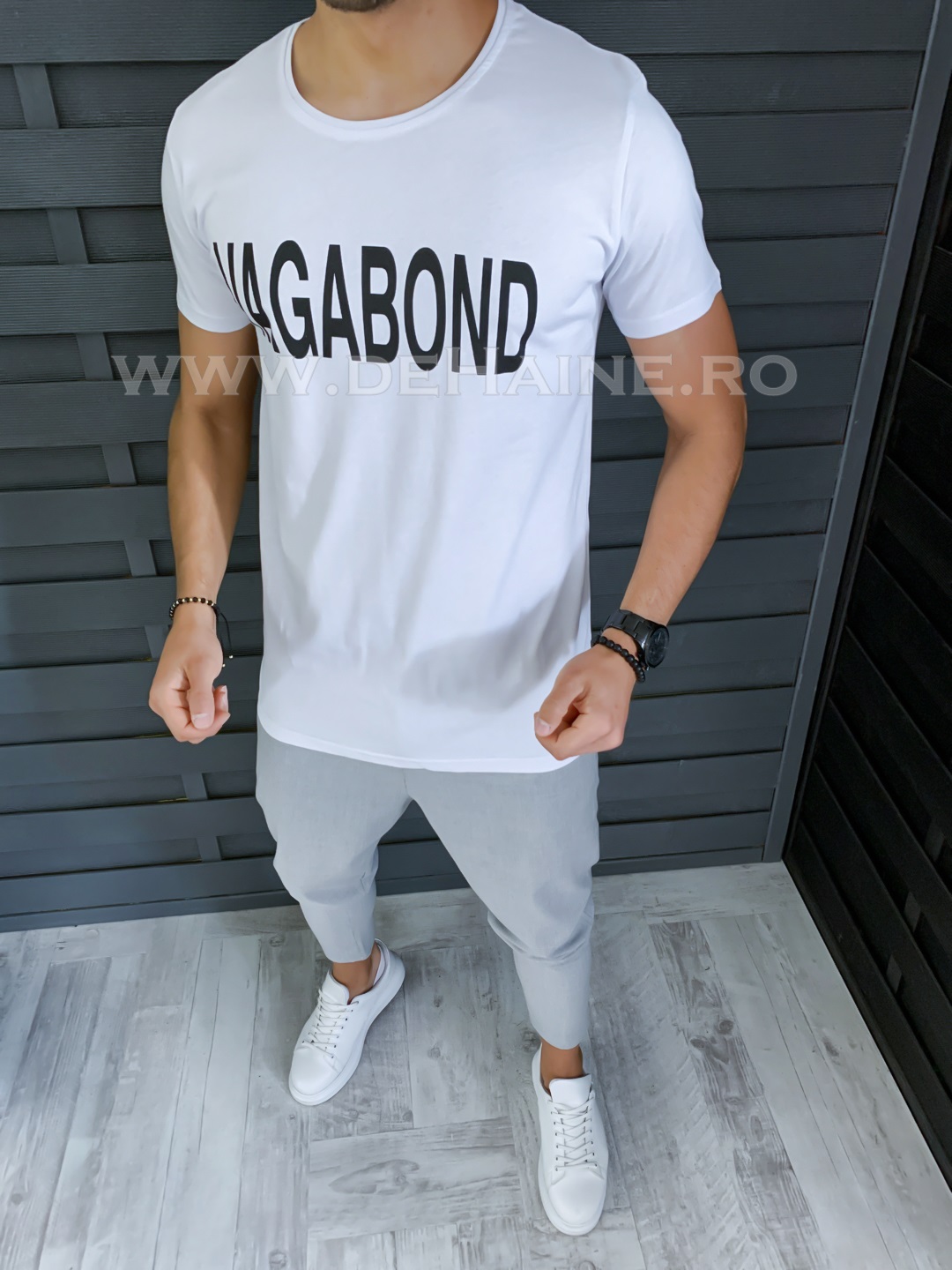 Tricou barbati slim fit alb b1279 x2-1